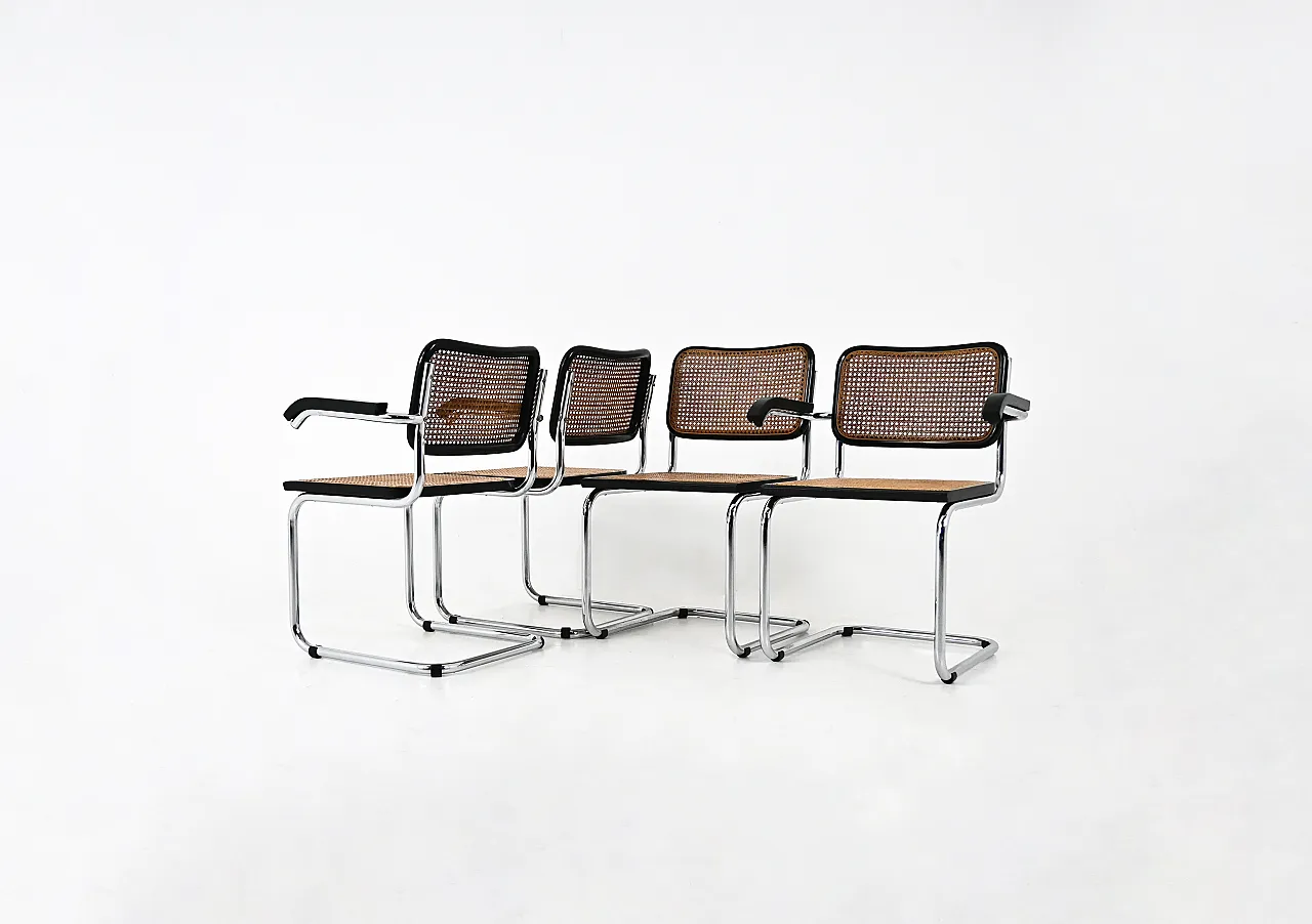 4 Dining Chairs Style B32 by Marcel Breuer, 80s 1