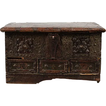 Oriental chest with engraved metal studs, 20th century