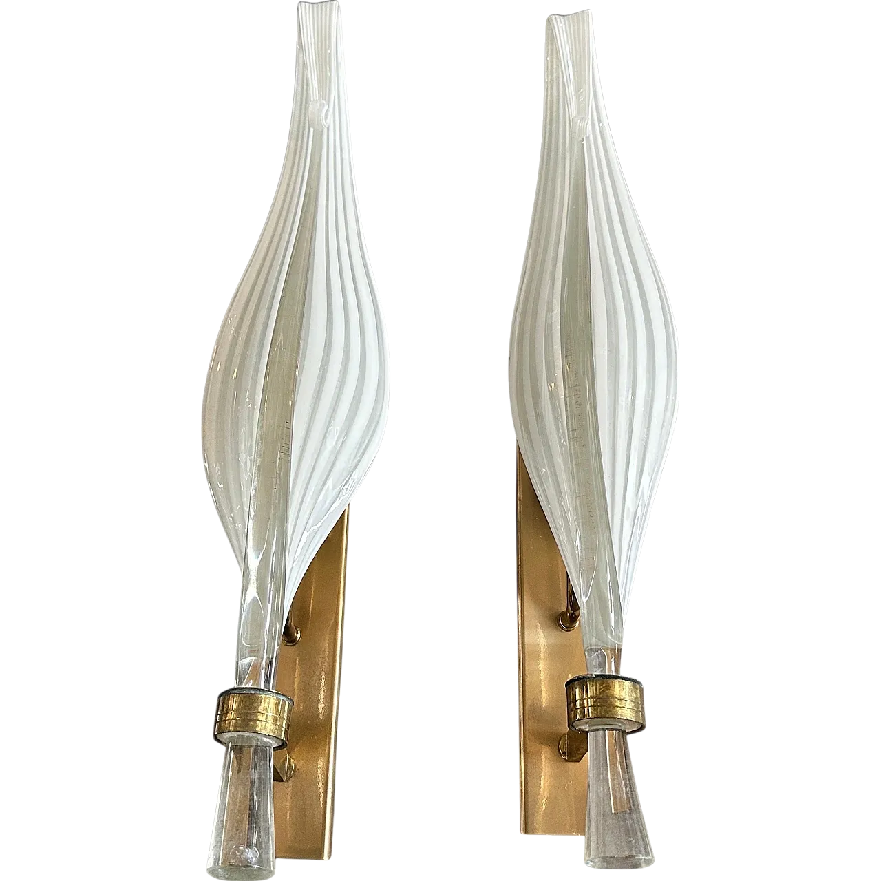 Pair of Murano glass wall sconces by Franco Luce, 1970s 16
