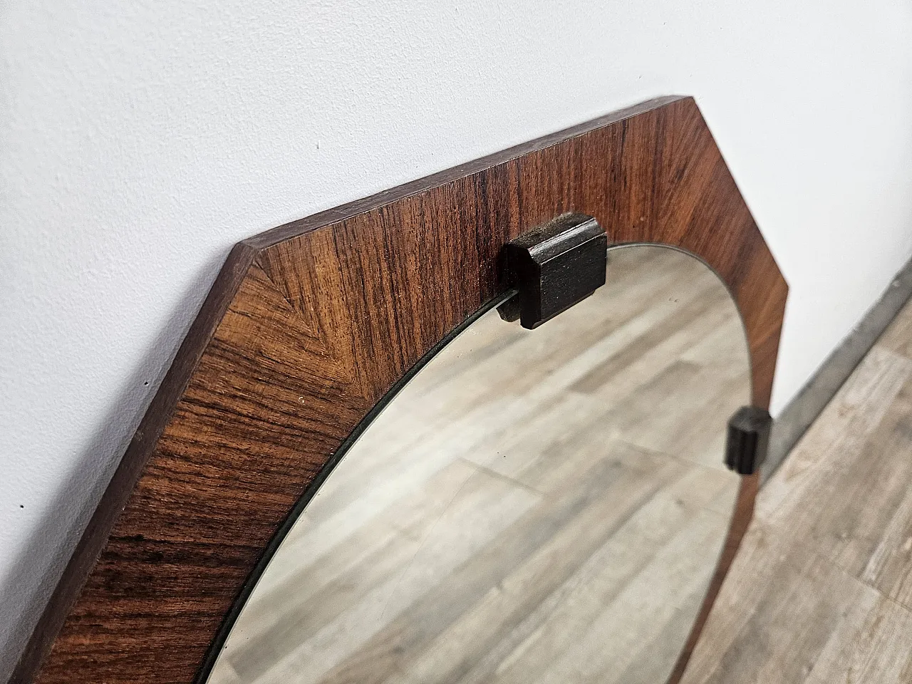 Octagonal mirror teak, 70s 3