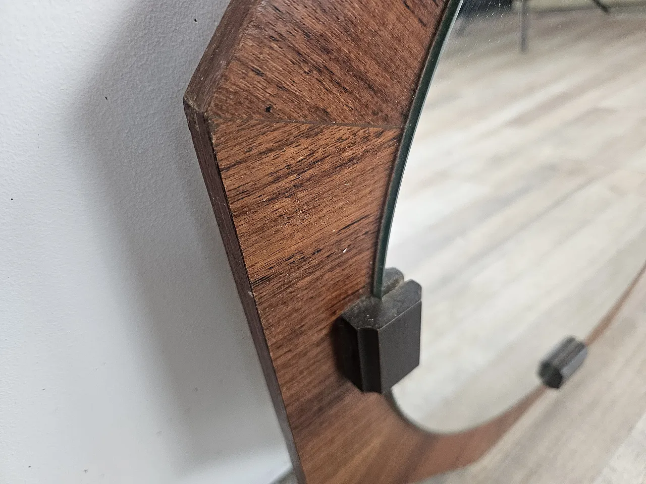 Octagonal mirror teak, 70s 4