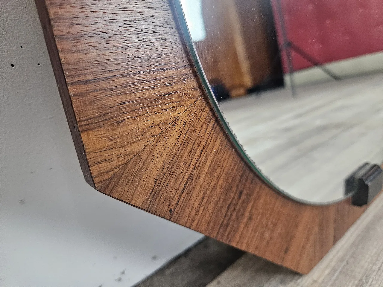 Octagonal mirror teak, 70s 5