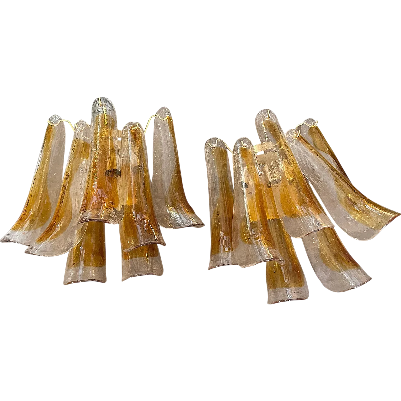 Pair of Murano glass petal wall lamps, 1970s 21