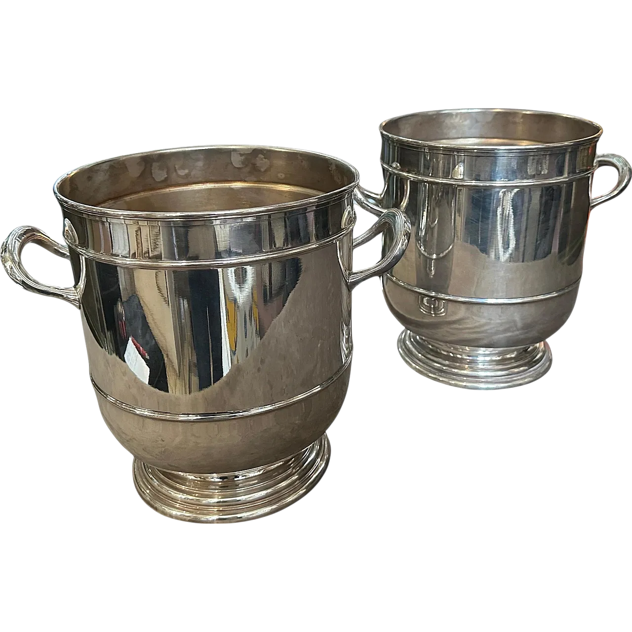Pair of silver-plated wine coolers, 1970s 13