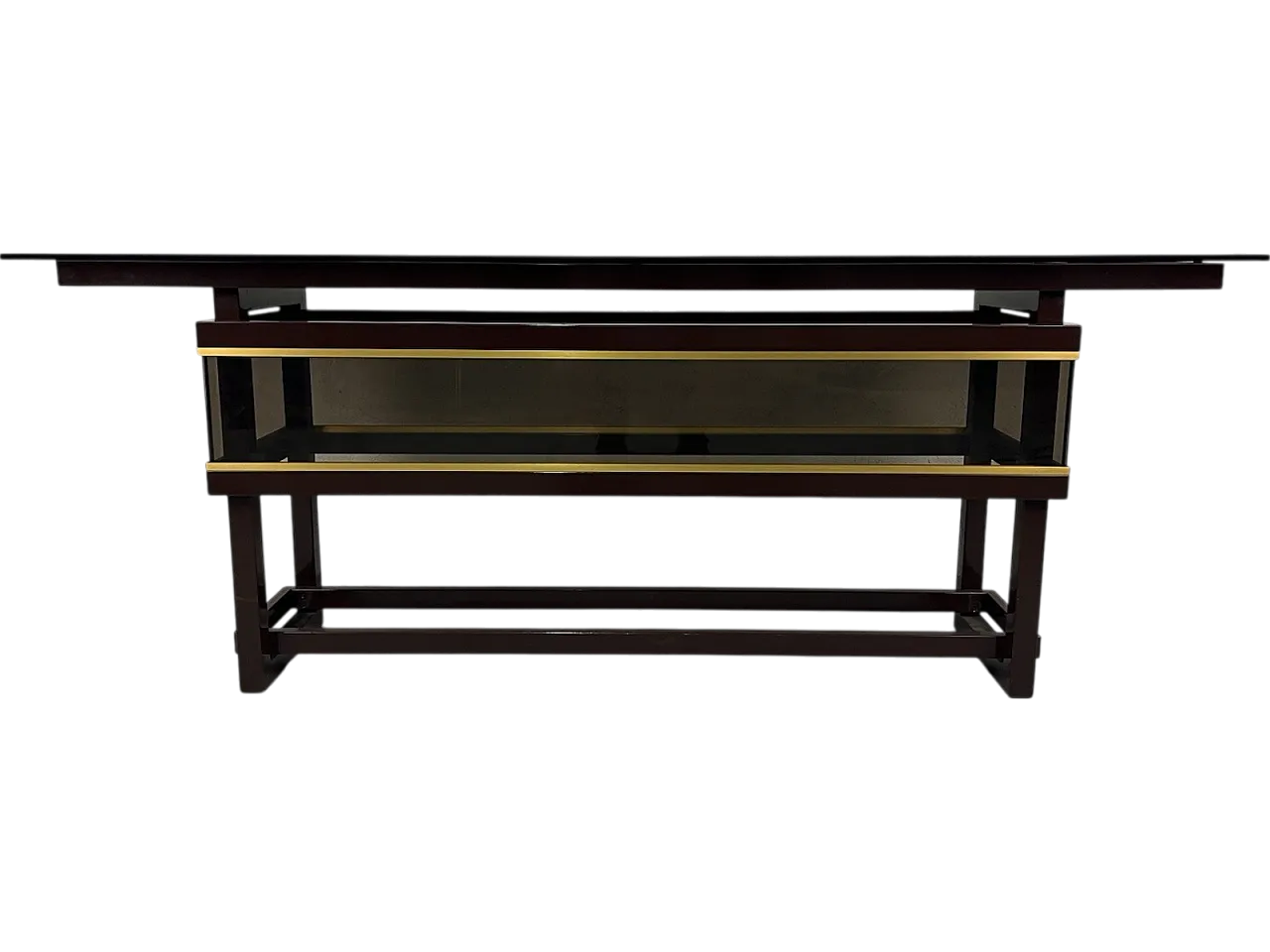 Consolle in metallo, vetro e ottone, anni '80 14