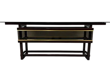 Metal, glass and brass console table, 1980s