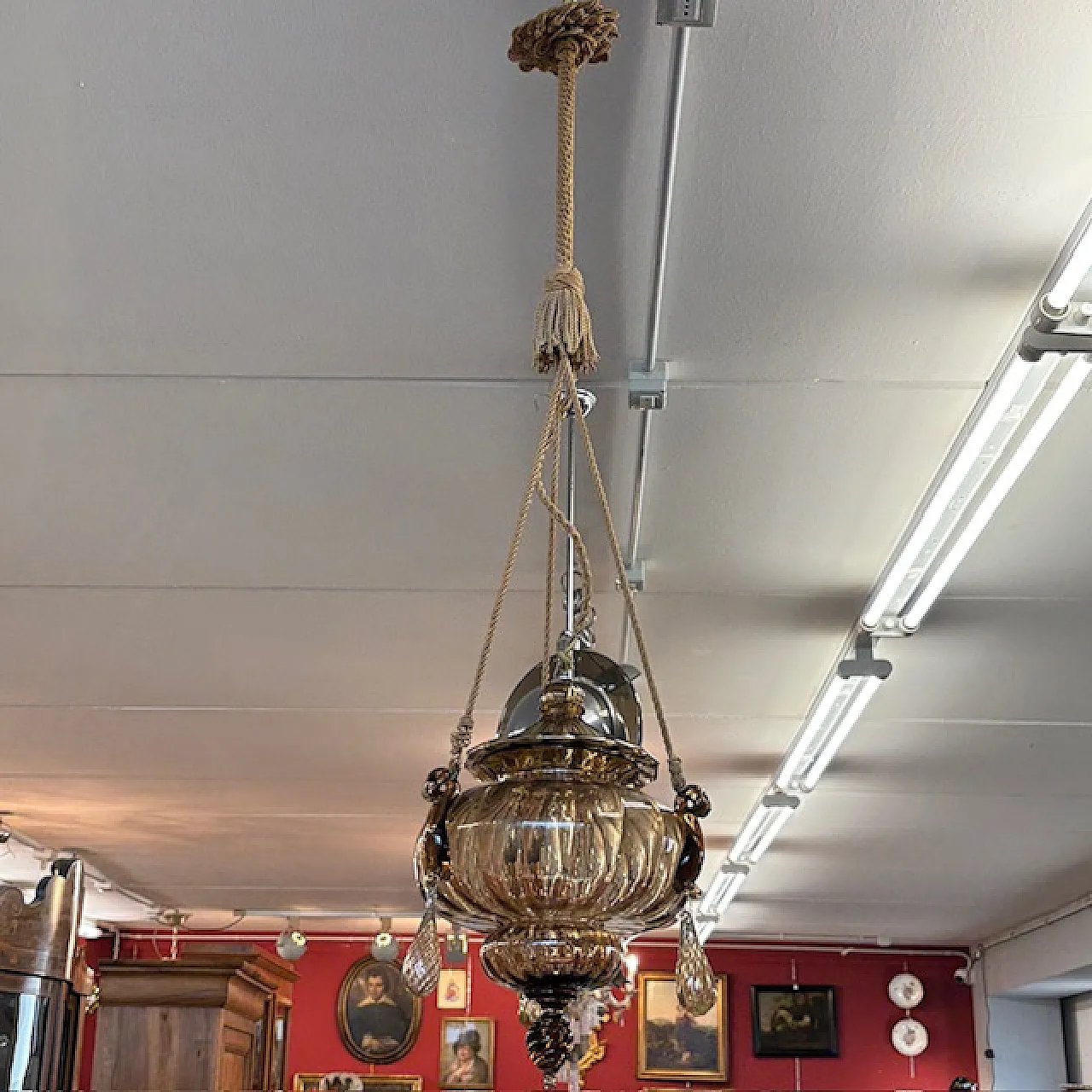 Antico lampadario vetro Murano  Vittorio Zecchin Liberty anni 30 2