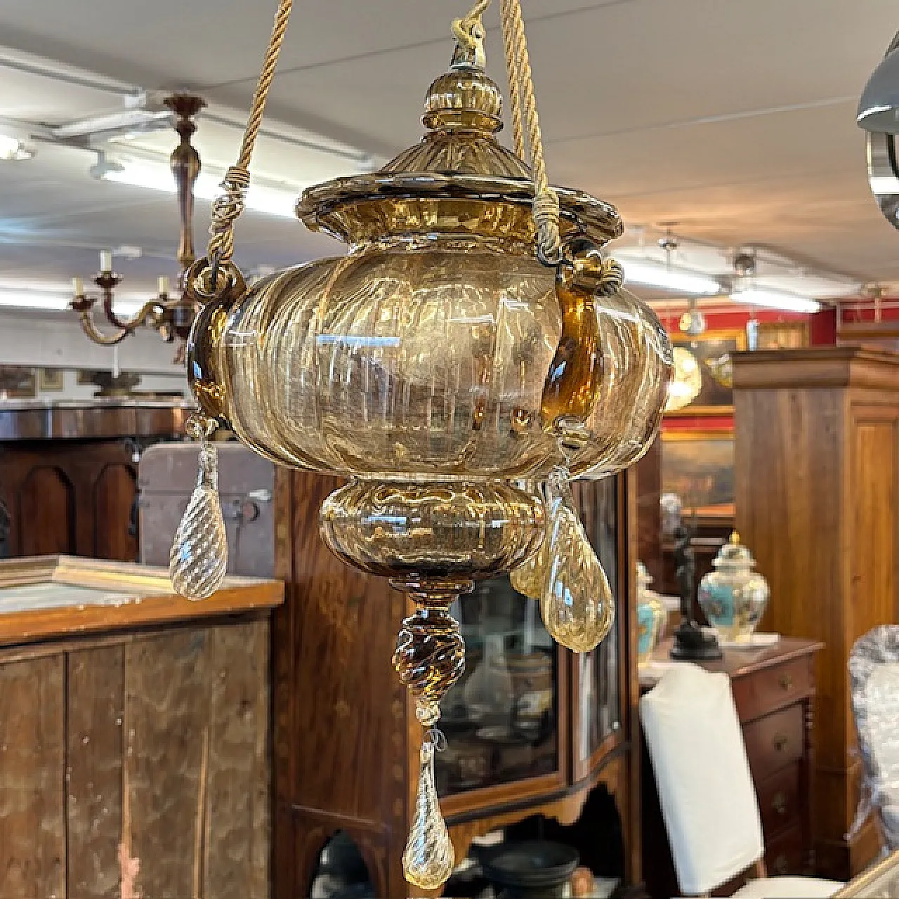 Antico lampadario vetro Murano  Vittorio Zecchin Liberty anni 30 3