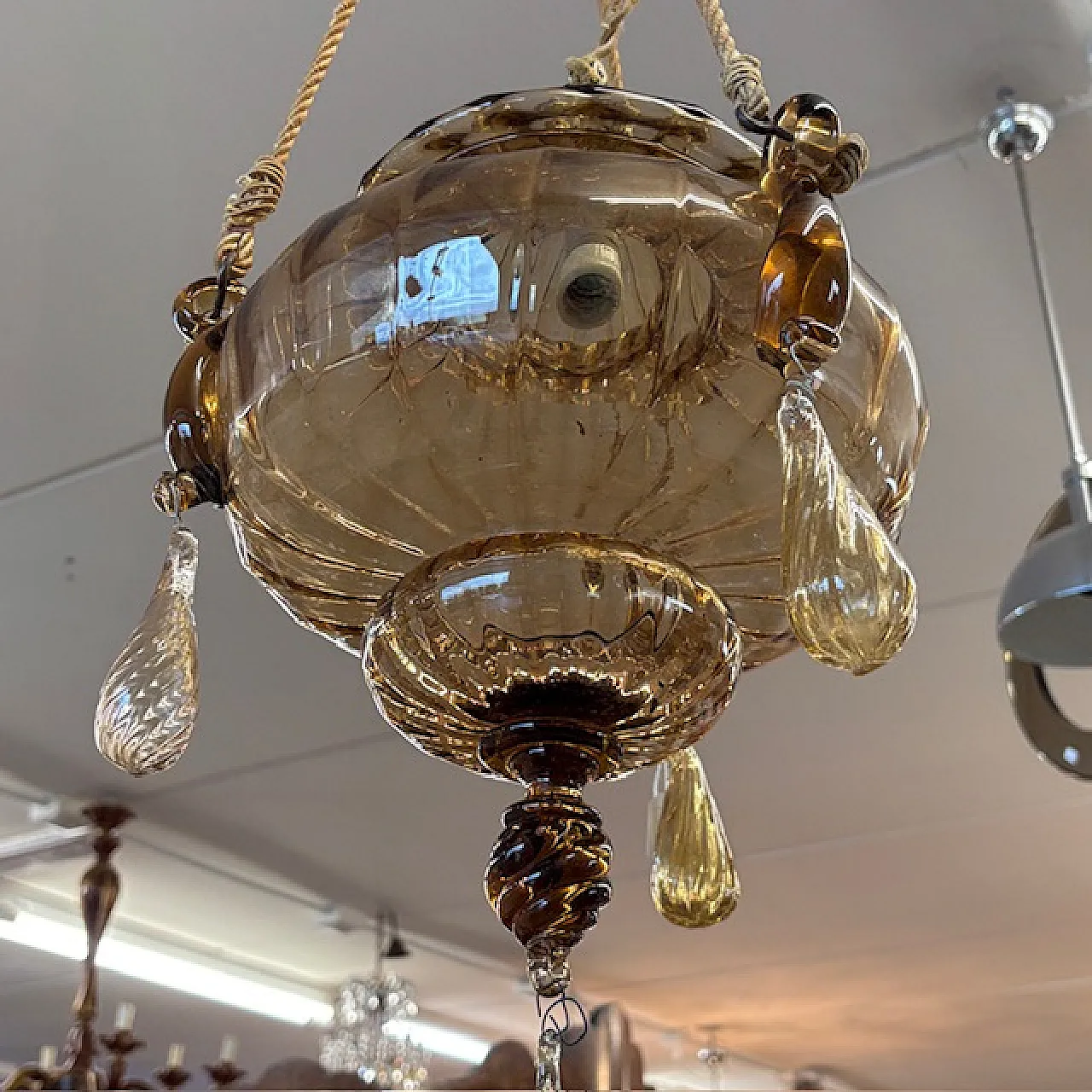 Antico lampadario vetro Murano  Vittorio Zecchin Liberty anni 30 4