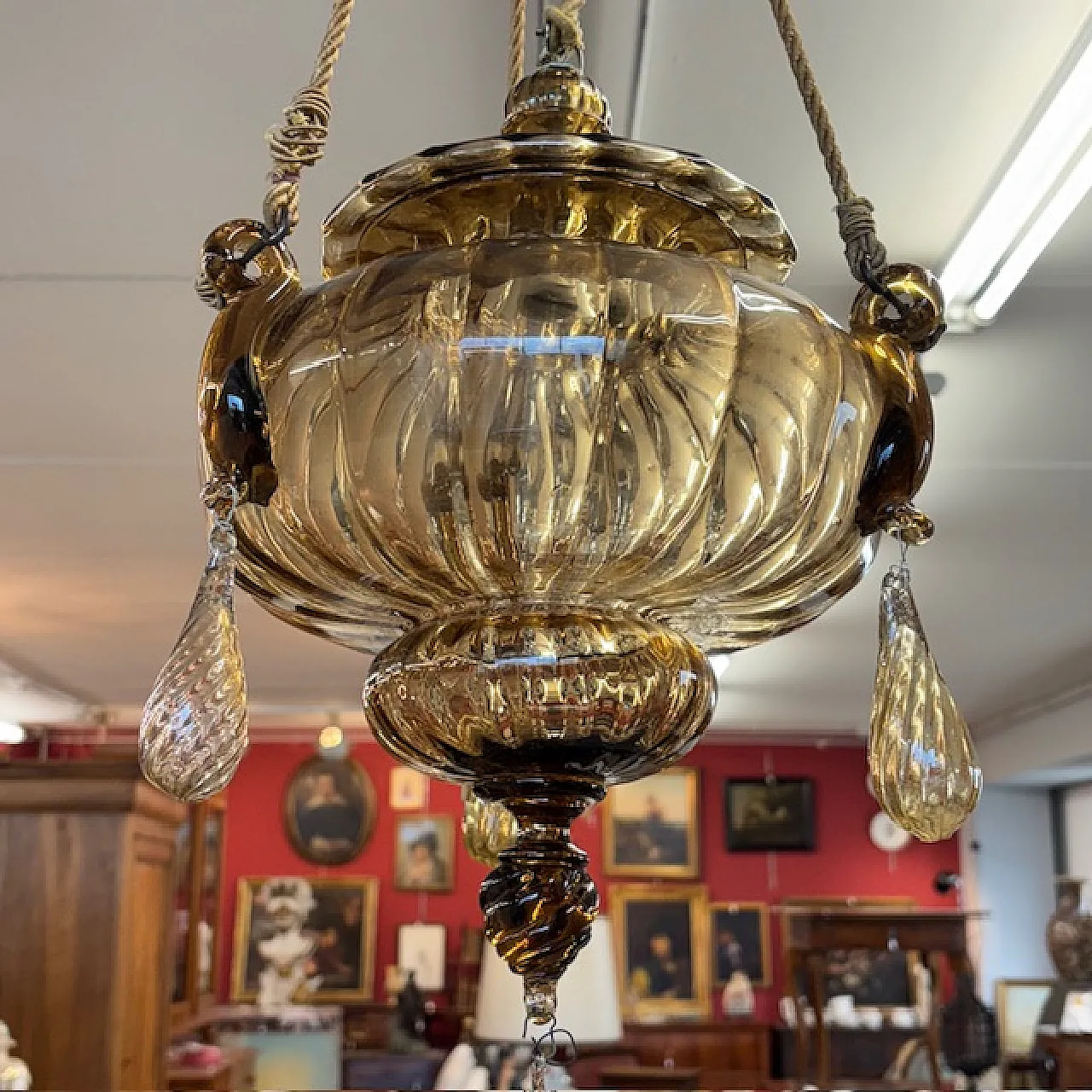 Antico lampadario vetro Murano  Vittorio Zecchin Liberty anni 30 5