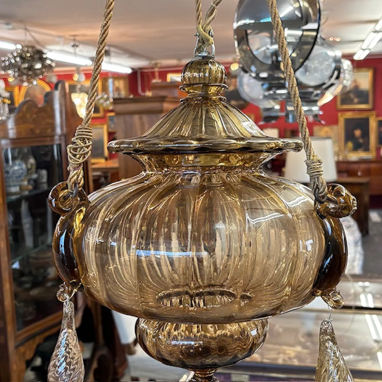 Antico lampadario vetro Murano  Vittorio Zecchin Liberty anni 30 6