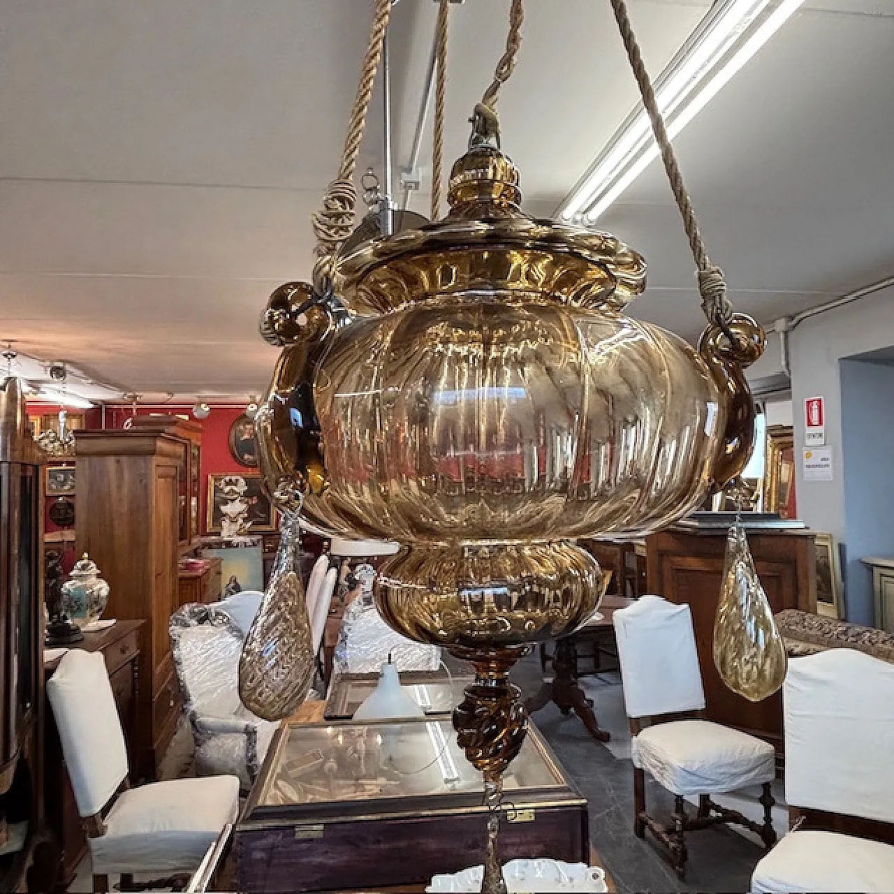 Antico lampadario vetro Murano  Vittorio Zecchin Liberty anni 30 10