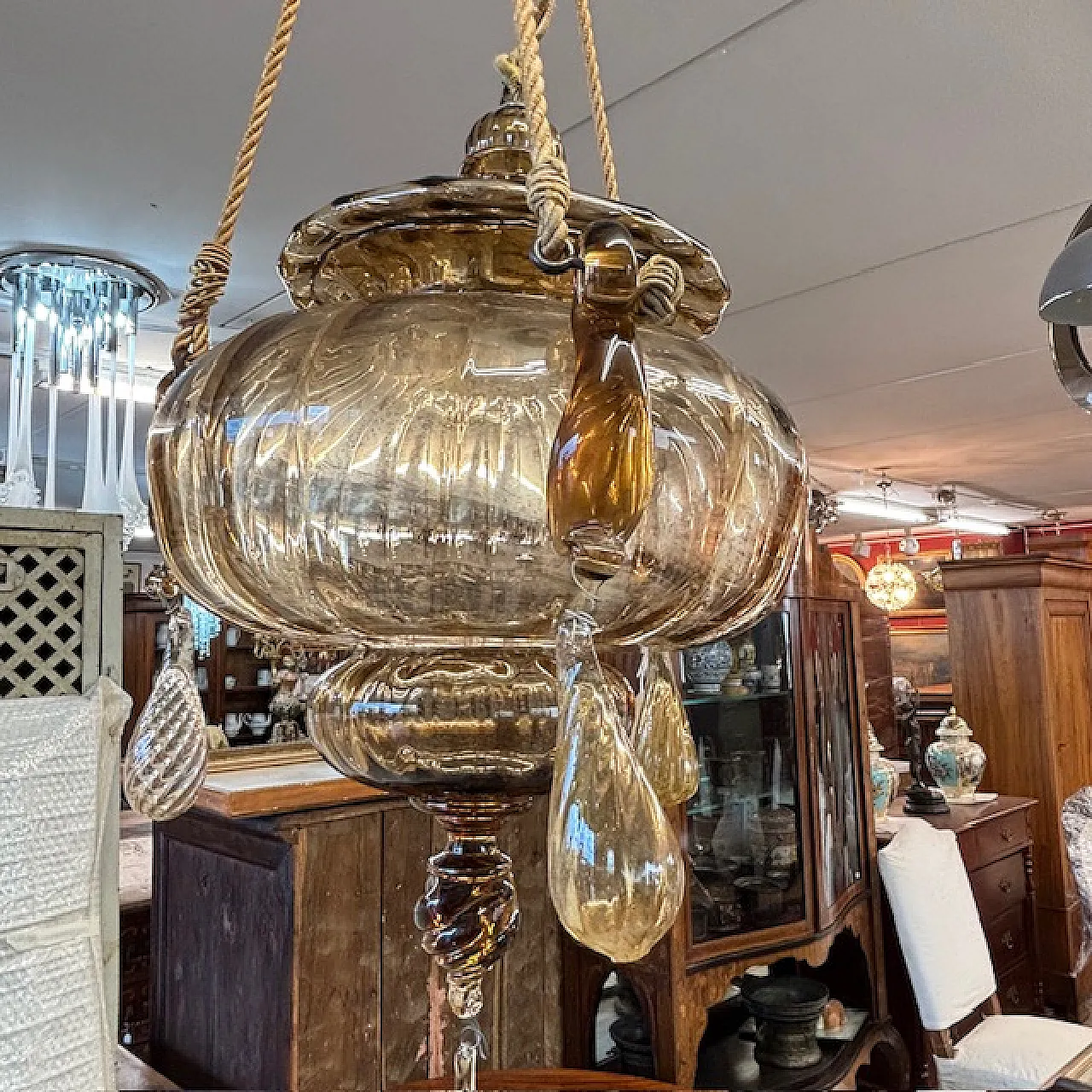 Antico lampadario vetro Murano  Vittorio Zecchin Liberty anni 30 11