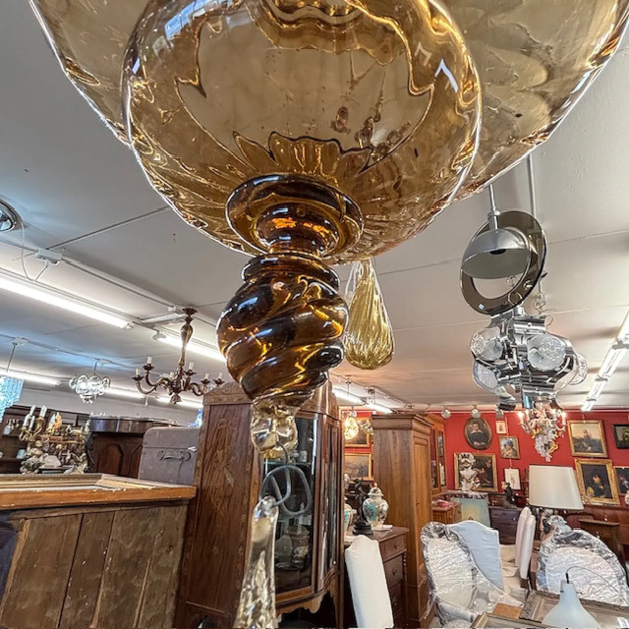 Antico lampadario vetro Murano  Vittorio Zecchin Liberty anni 30 13