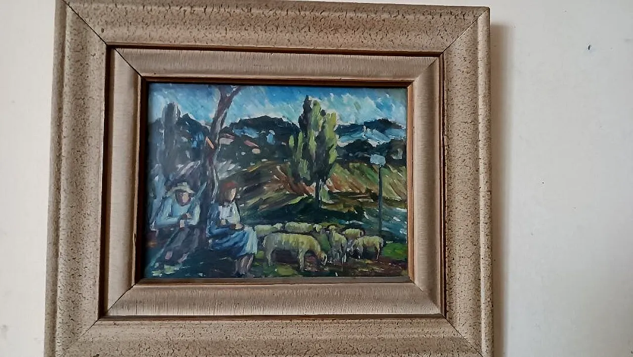 Dipinto olio su carta, primo '900 2