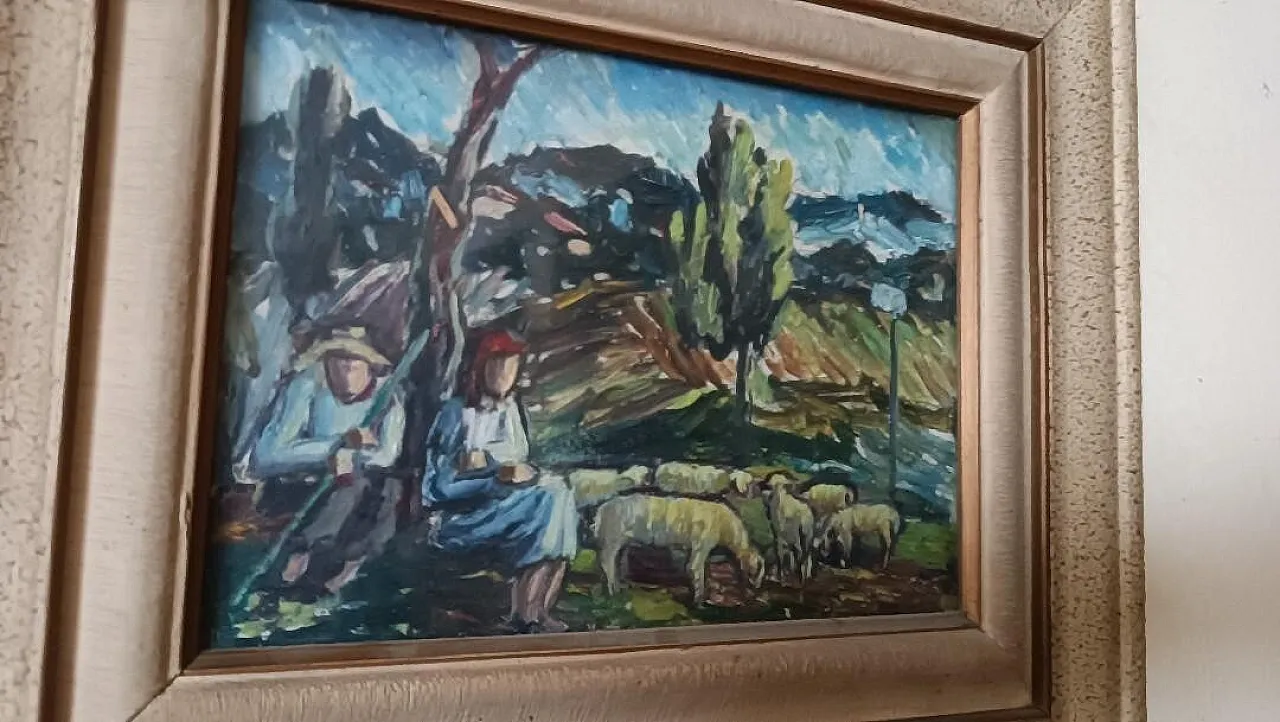 Dipinto olio su carta, primo '900 4