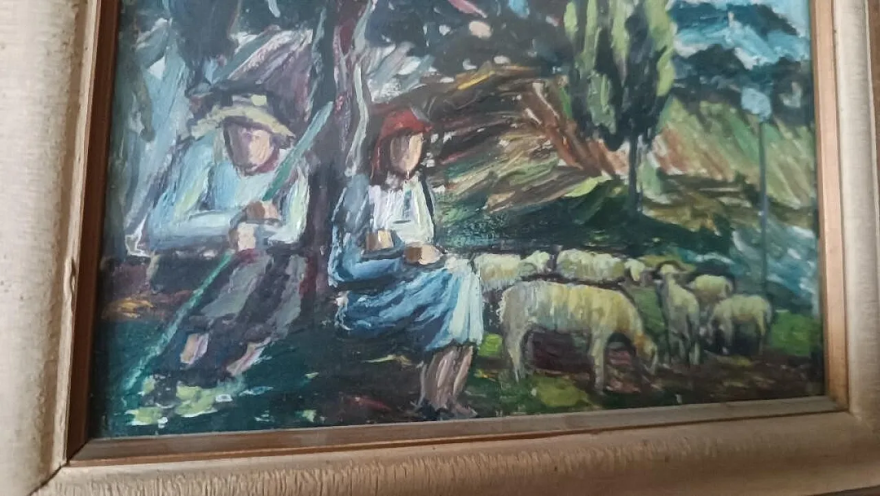 Dipinto olio su carta, primo '900 5