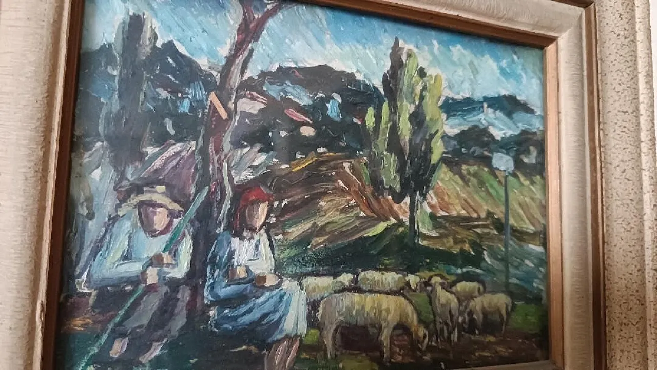 Dipinto olio su carta, primo '900 6