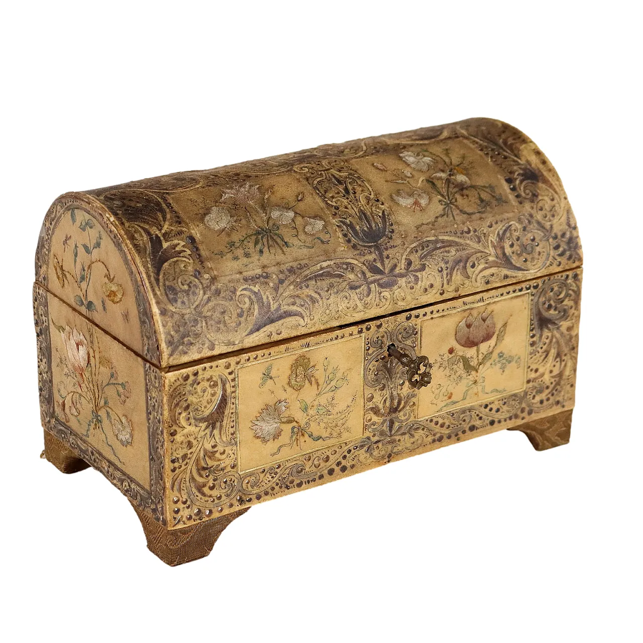 Cofanetto in legno rivestito in pergamena, '800 1