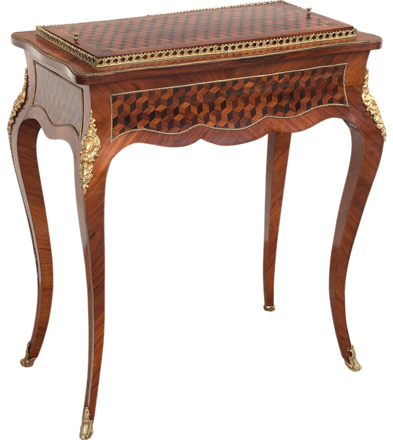 Tavolino-Fioriera Napoleone III Francese in legni policromi, '800 4