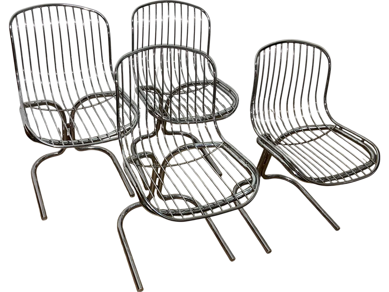 4 Sedie radio freccia di Gastone Rinaldi, anni '70 11