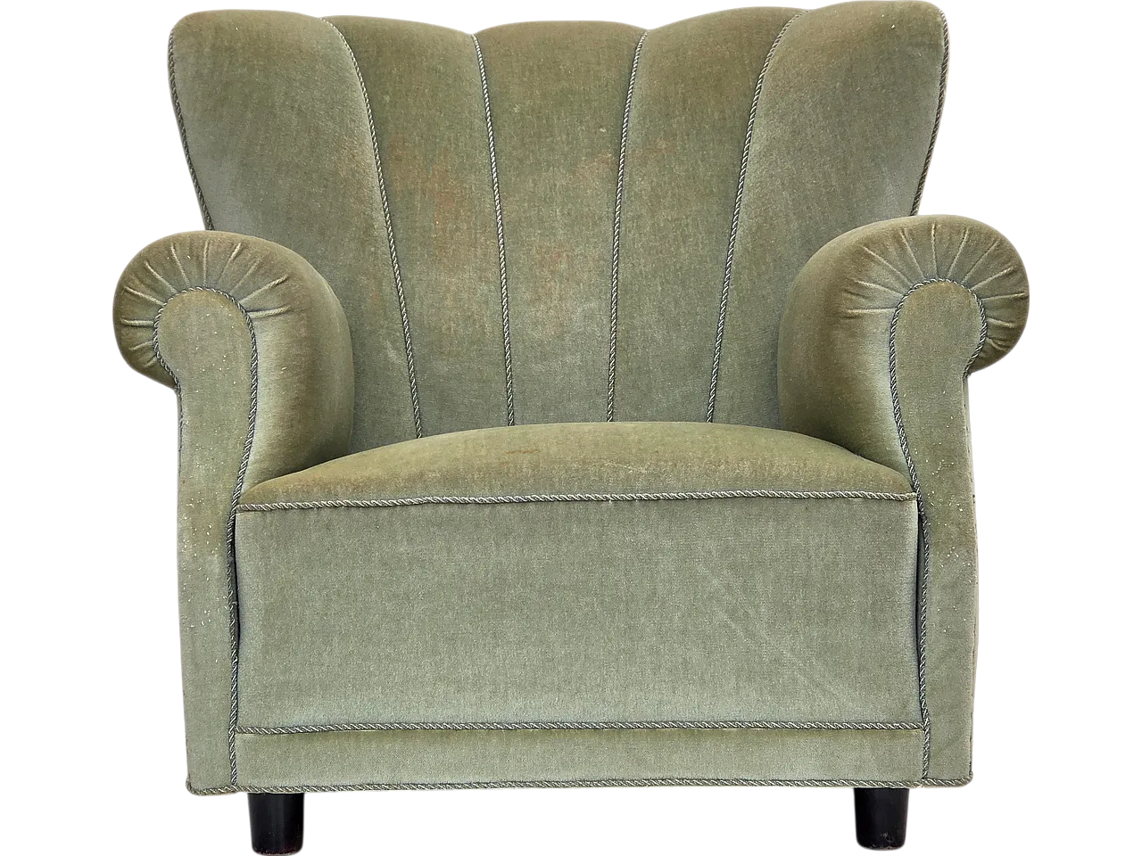 Danish relax armchair, light green velour, 1970s 21