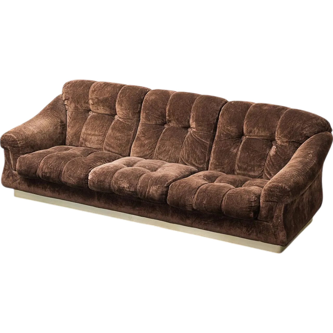 3 seater sofa in brown velvet, 70s 14