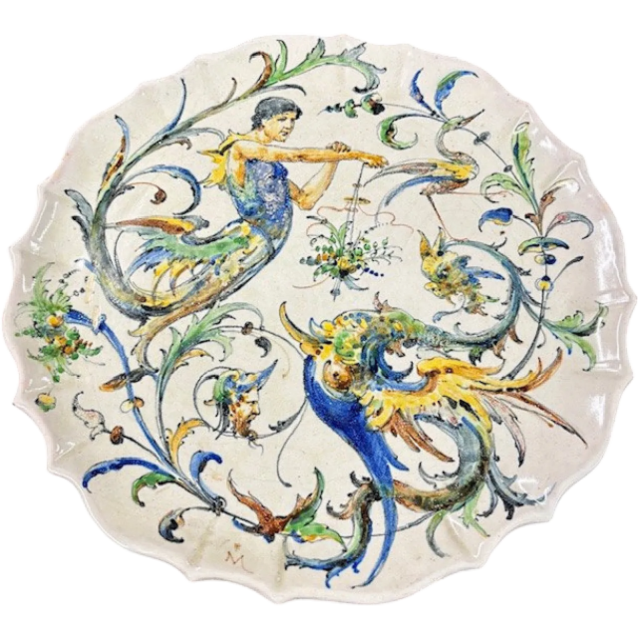 Piatto maiolica  Angelo Minghetti Bologna, fine '800 11
