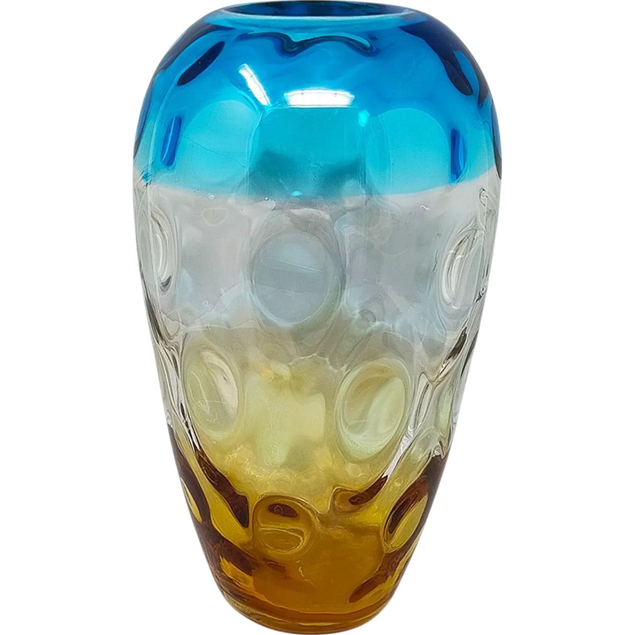 Blue and Amber Vase in Murano Glass by Ca dei Vetrai, 1970s 9