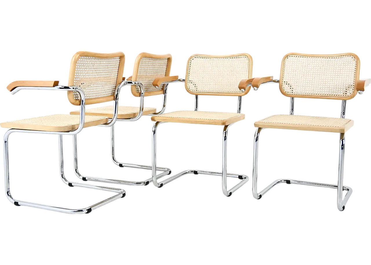 4 sedie da pranzo stile B32 di Marcel Breuer, anni '90 7