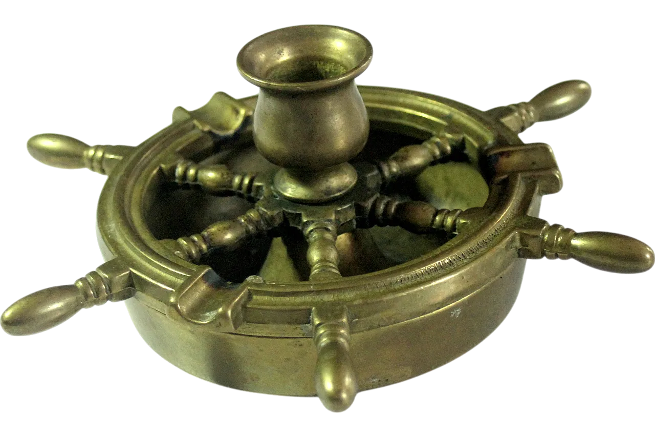 Posacenere in ottone solido con stick di candele, anni '70 7