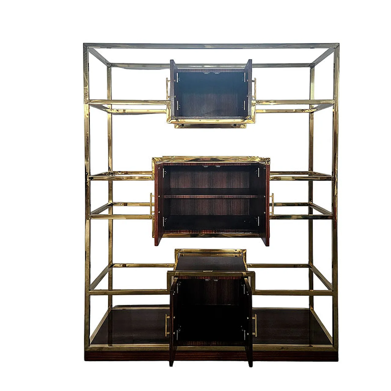 Libreria in ottone e legno, anni '90 1