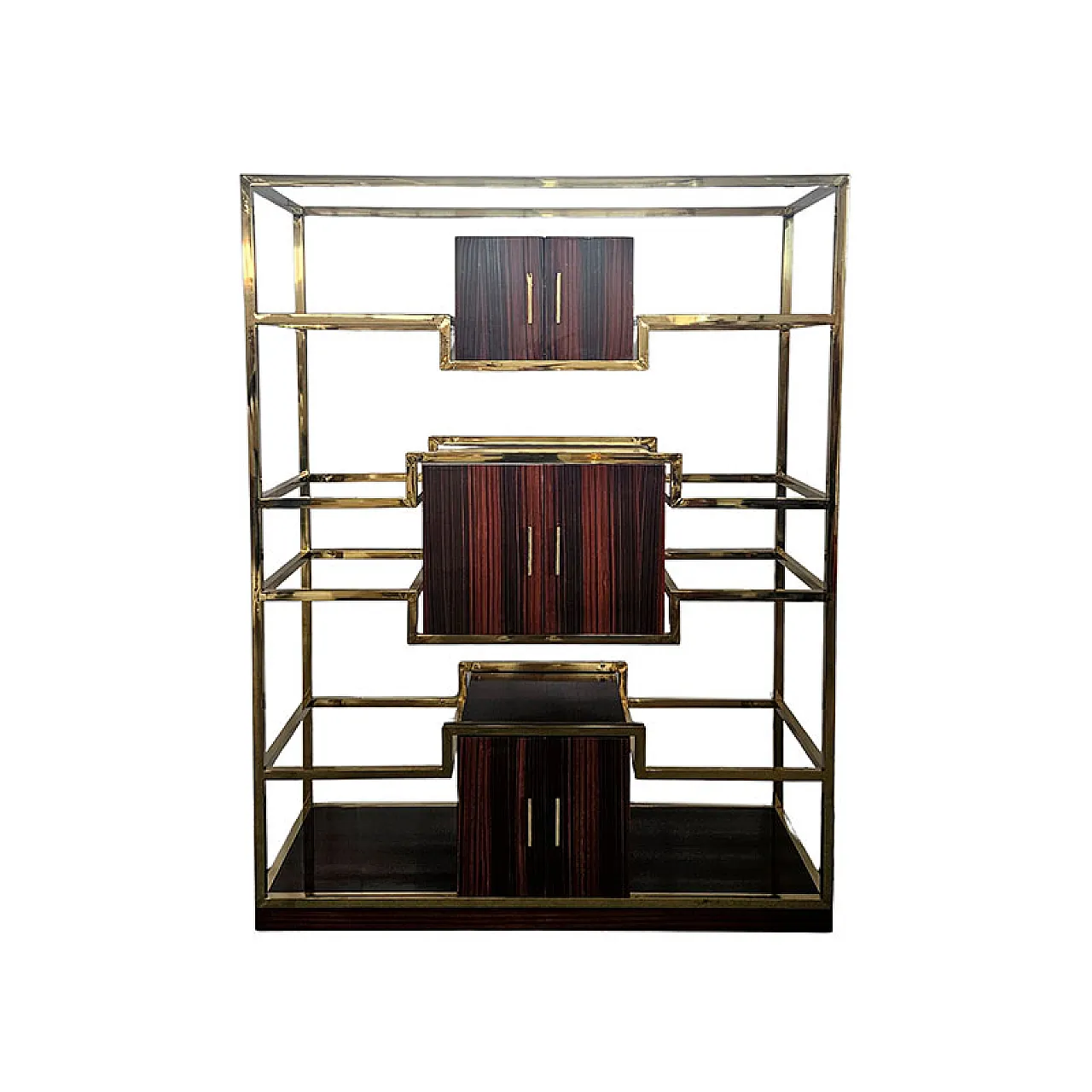 Libreria in ottone e legno, anni '90 3