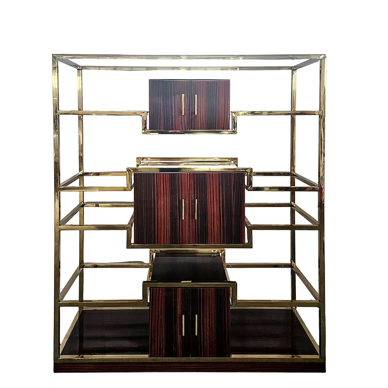 Libreria in ottone e legno, anni '90 6