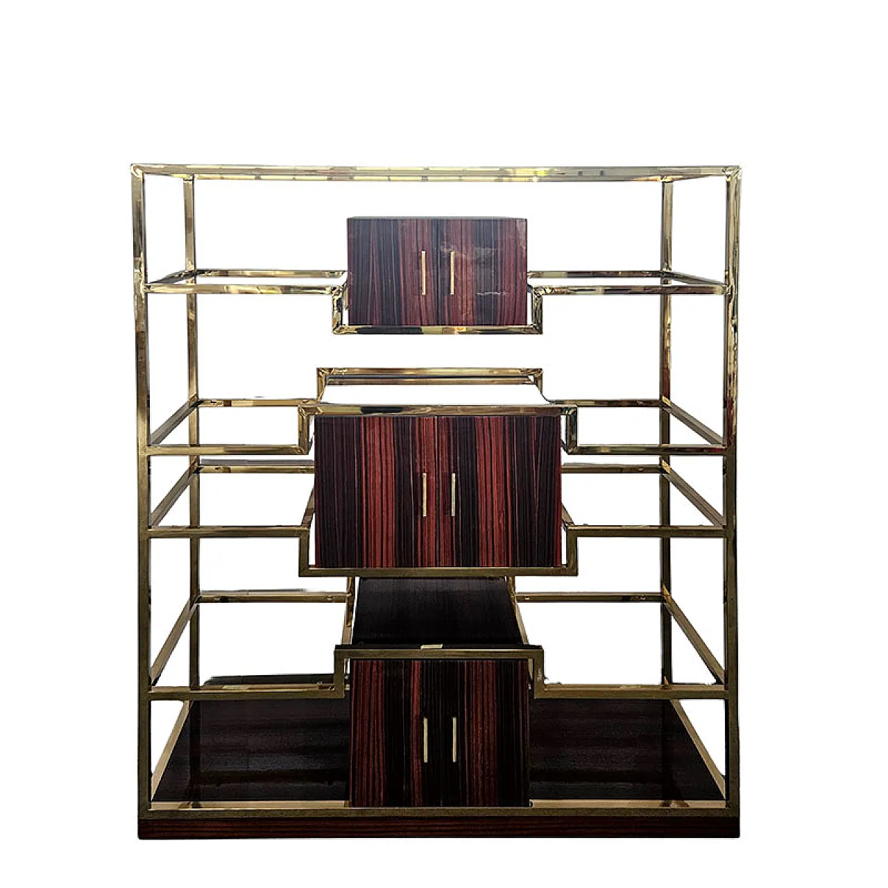 Libreria in ottone e legno, anni '90 7