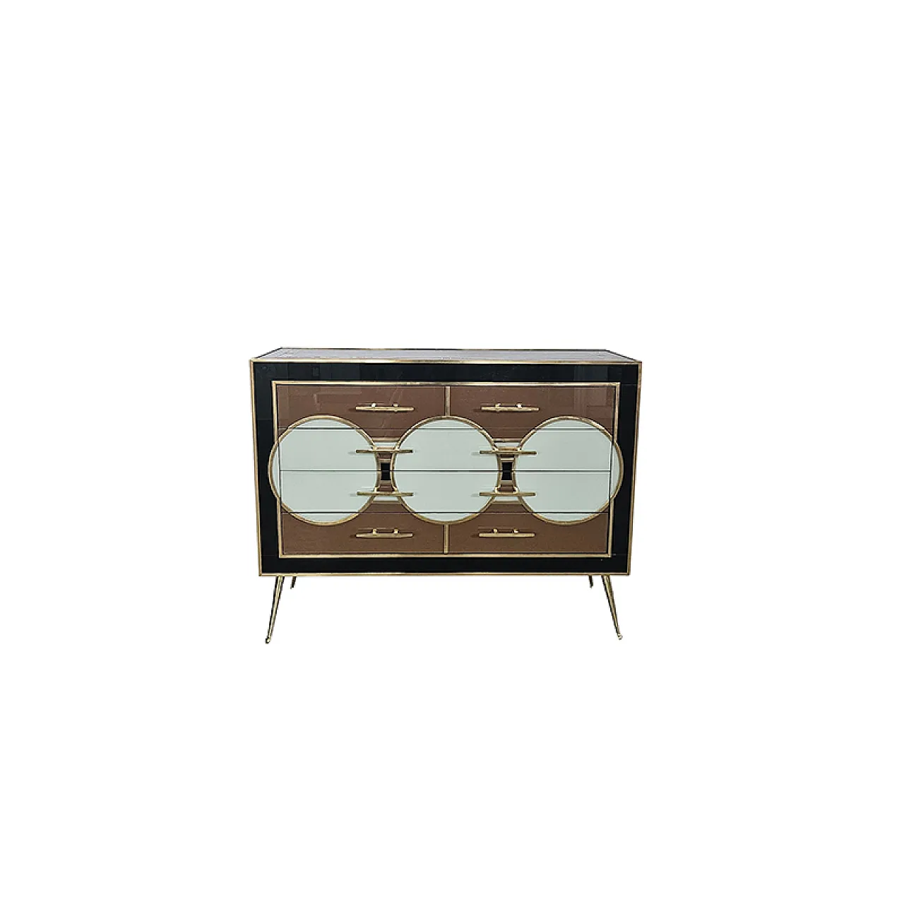 Comò in vetro con quattro cassetti, anni '90 1