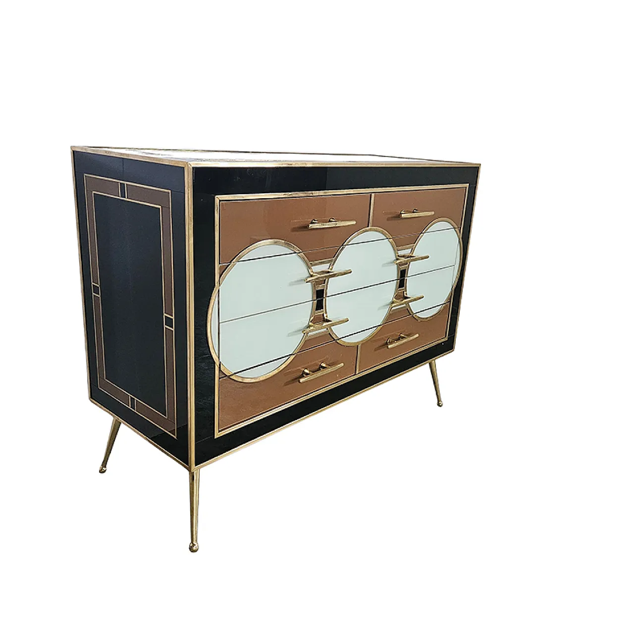Comò in vetro con quattro cassetti, anni '90 4