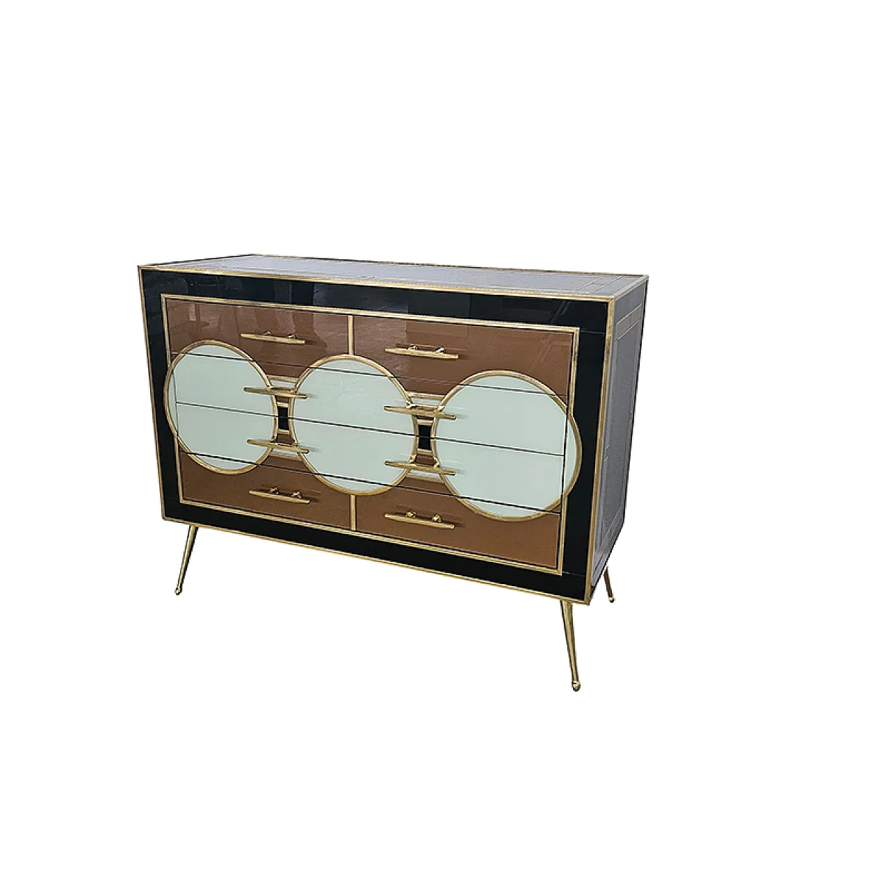 Comò in vetro con quattro cassetti, anni '90 6