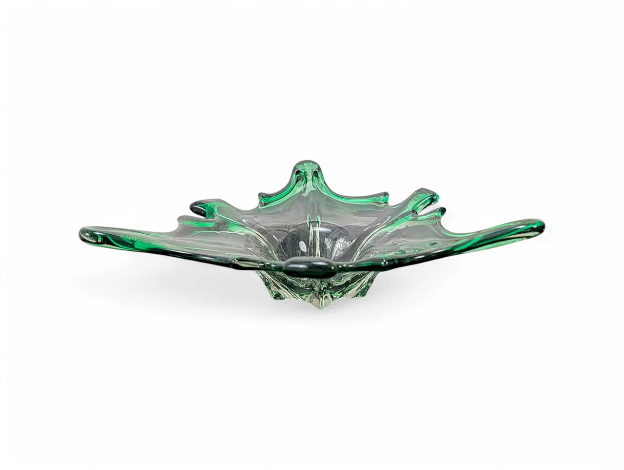 Emerald green murano glass centerpiece, 90s 1