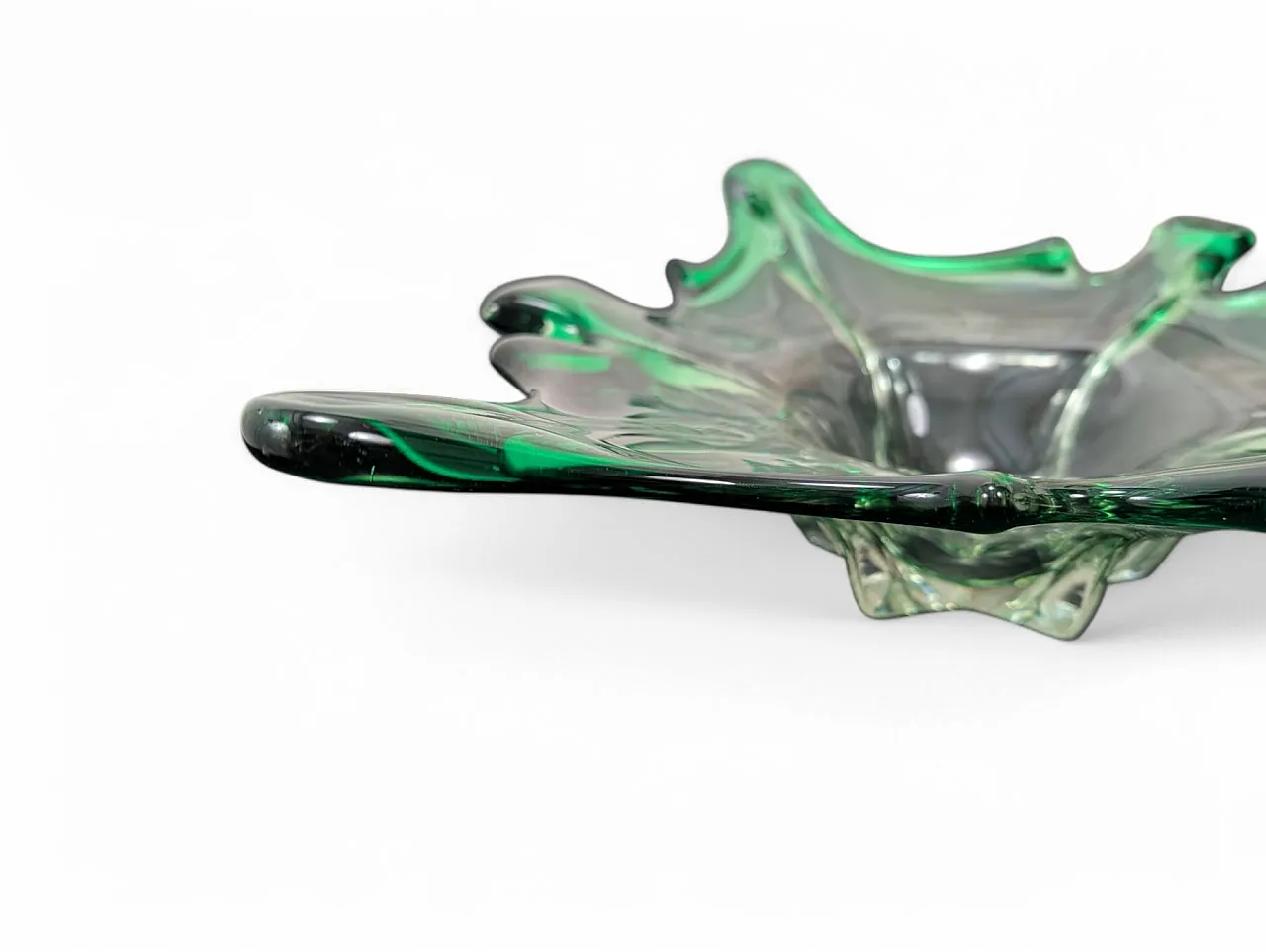 Emerald green murano glass centerpiece, 90s 3
