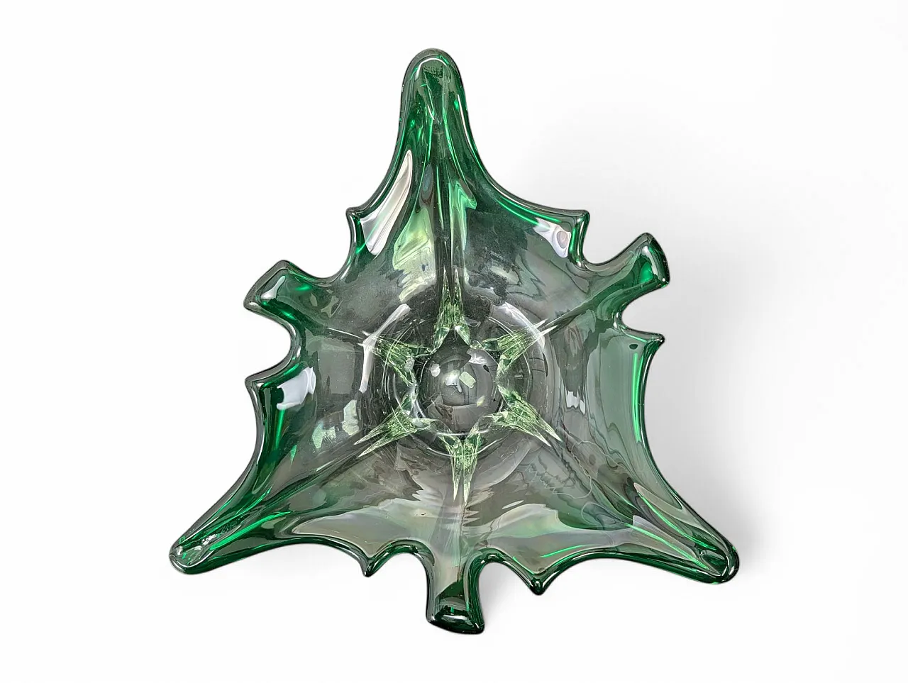 Emerald green murano glass centerpiece, 90s 4
