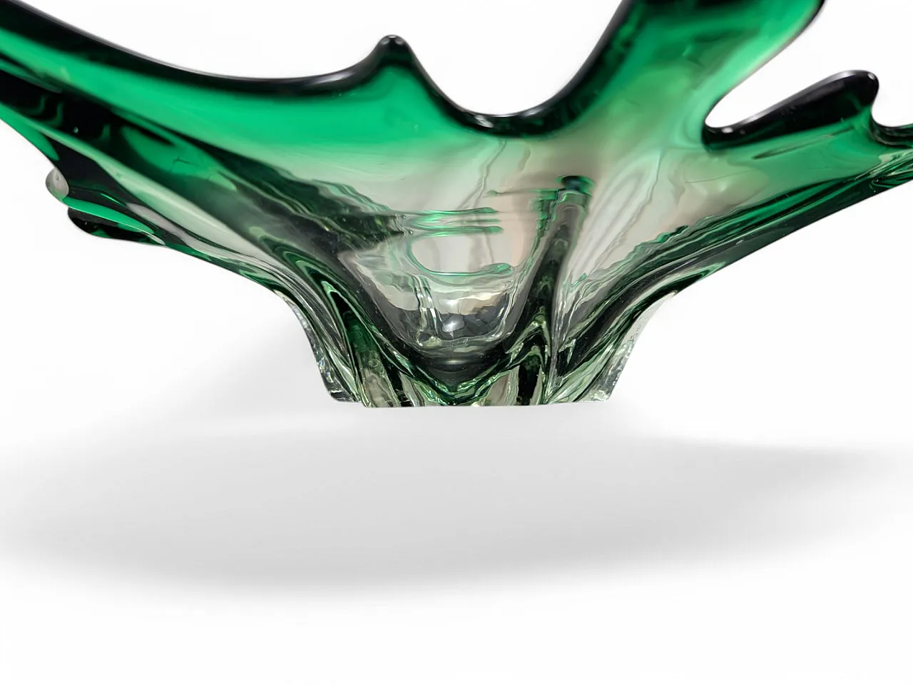 Emerald green murano glass centerpiece, 90s 5