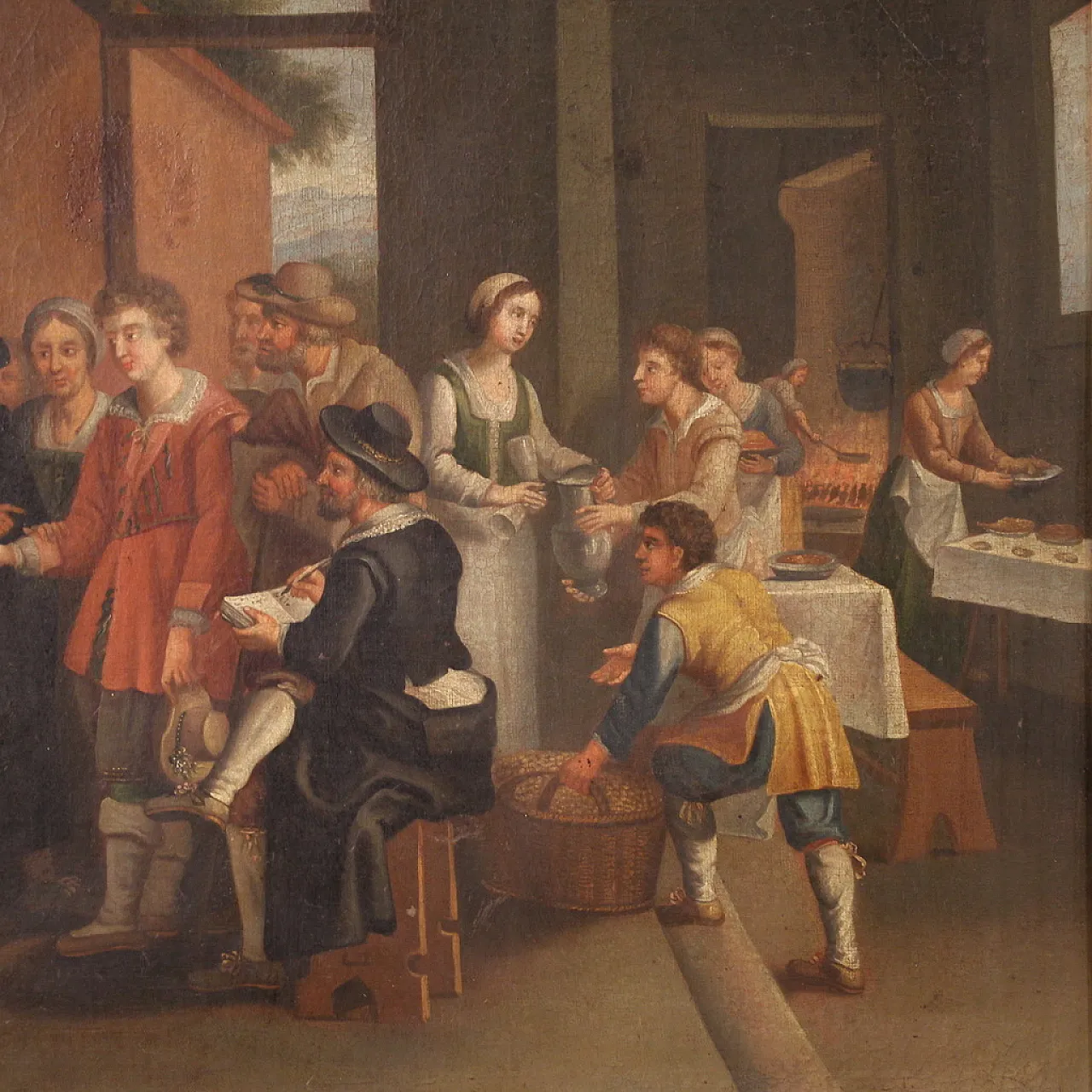 Quadro francese del XIX secolo, scena di genere con matrimonio 5