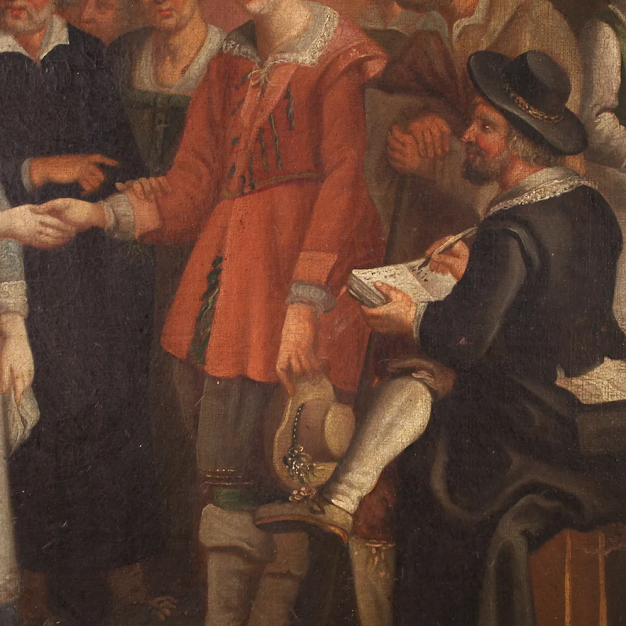 Quadro francese del XIX secolo, scena di genere con matrimonio 12