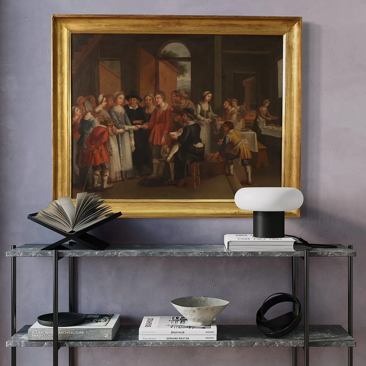 Quadro francese del XIX secolo, scena di genere con matrimonio 14