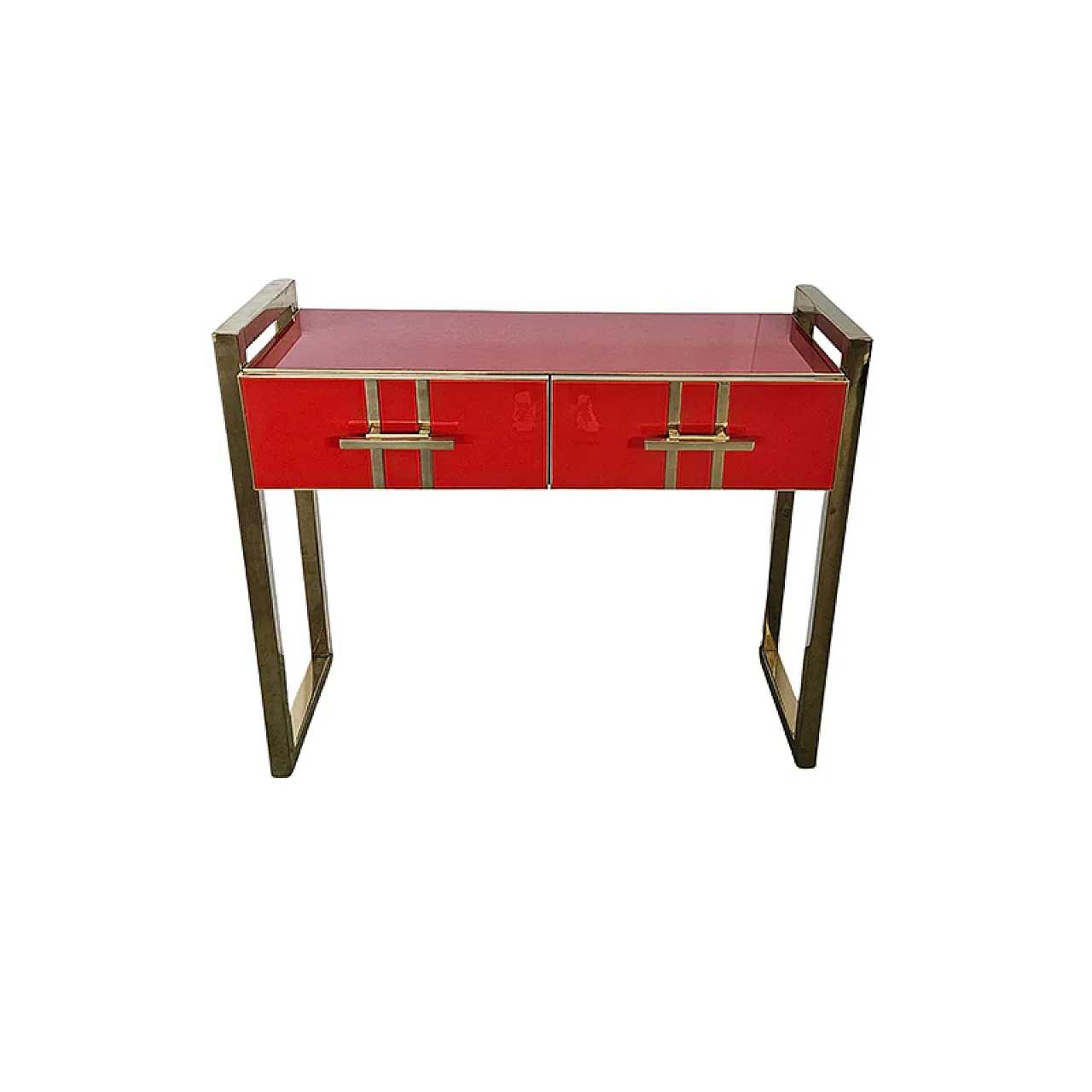 Consolle in vetro con due cassetti, anni '90 2