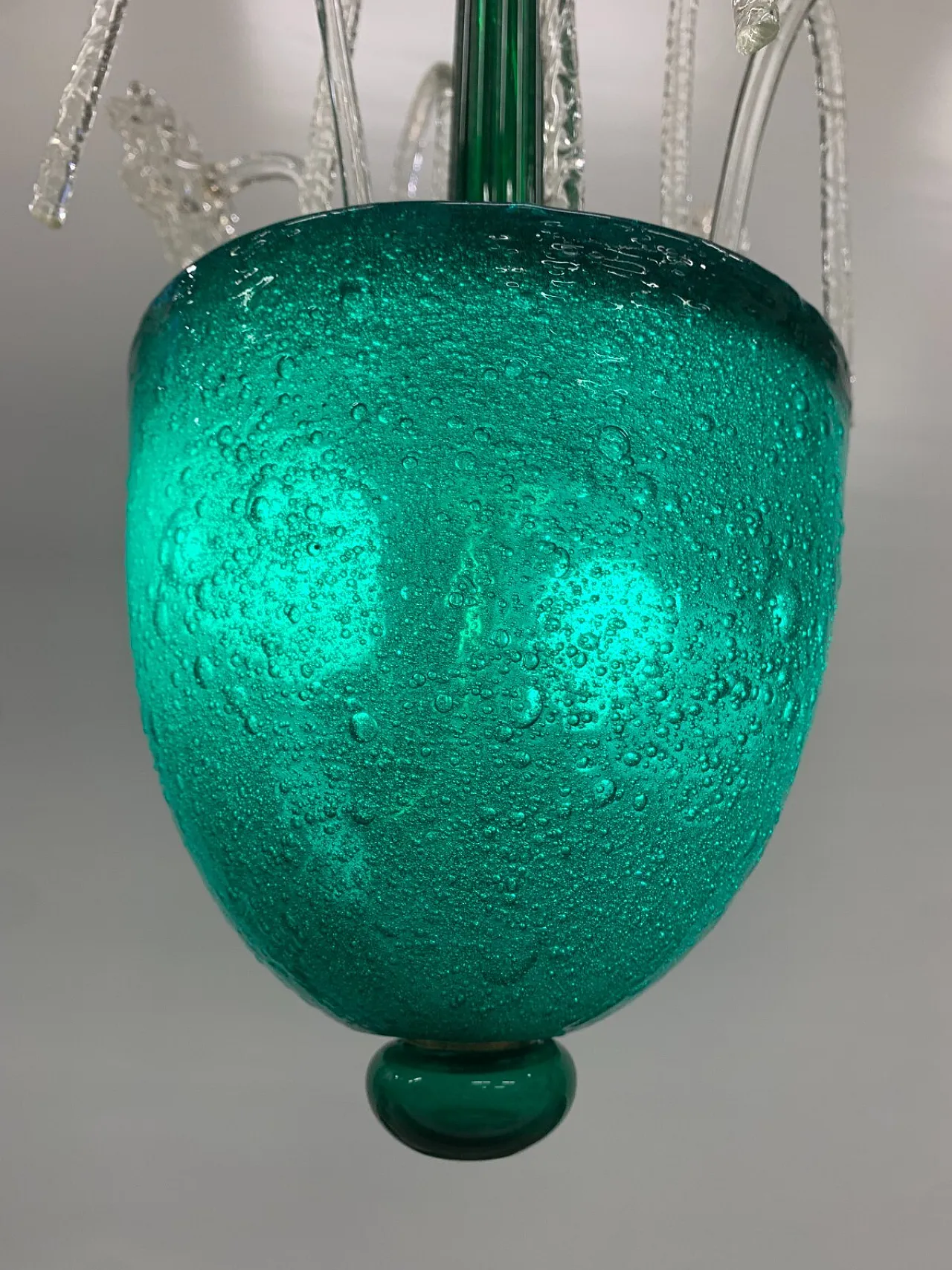 Lampadario attribuito a Seguso in vetro di Murano pulegoso, anni '40 2