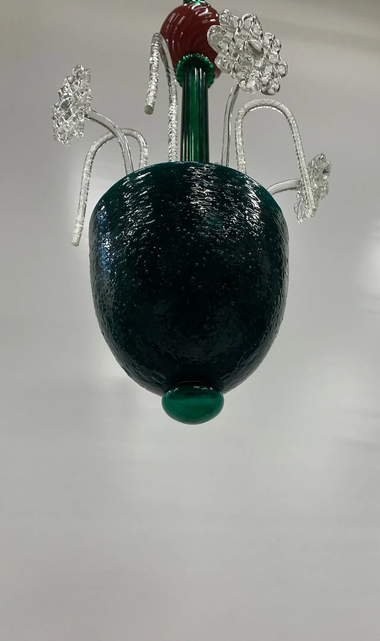 Lampadario attribuito a Seguso in vetro di Murano pulegoso, anni '40 3