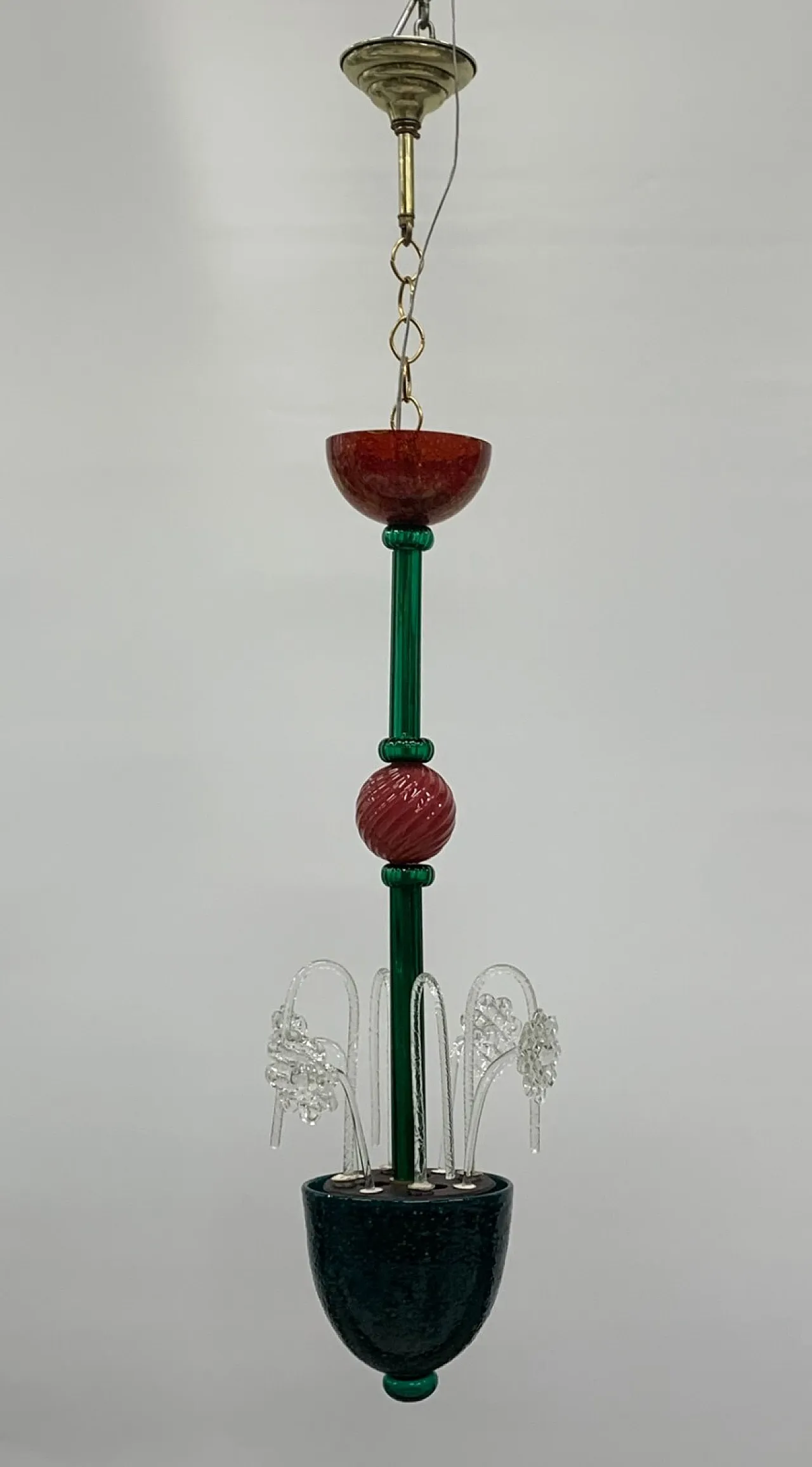 Lampadario attribuito a Seguso in vetro di Murano pulegoso, anni '40 5