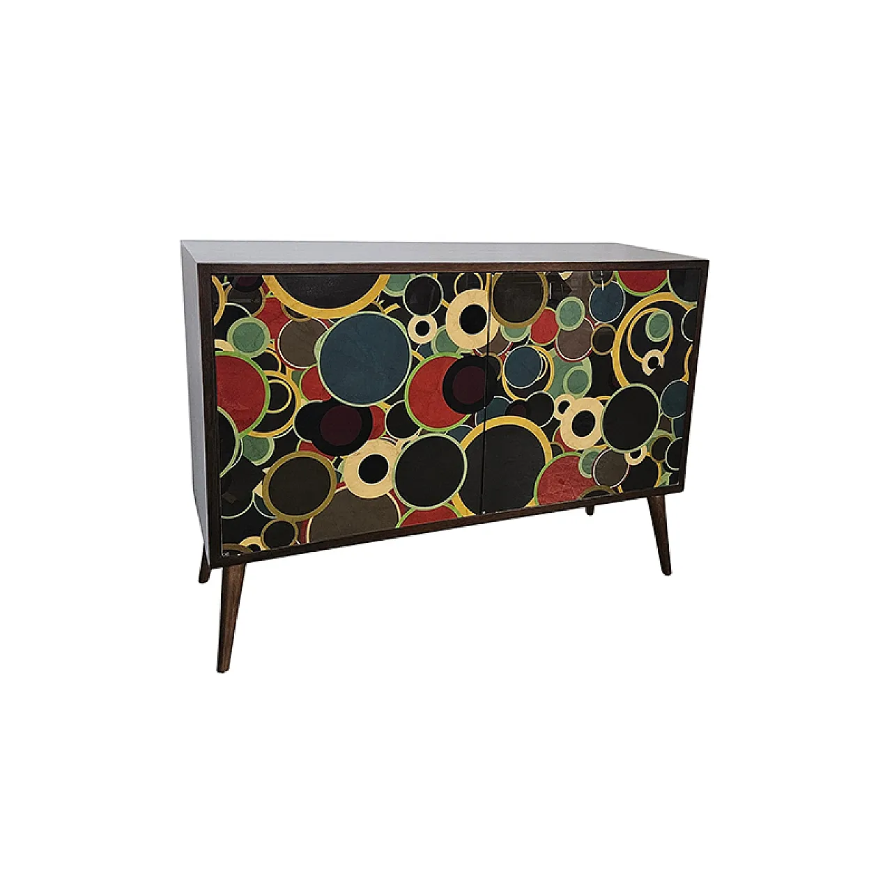 Credenza due ante in legno e vetro, anni '90 4